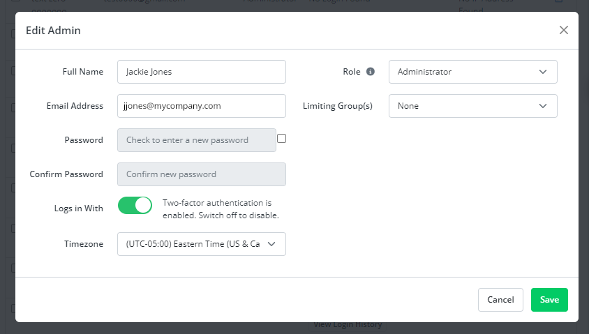 Disable another login's 2factor