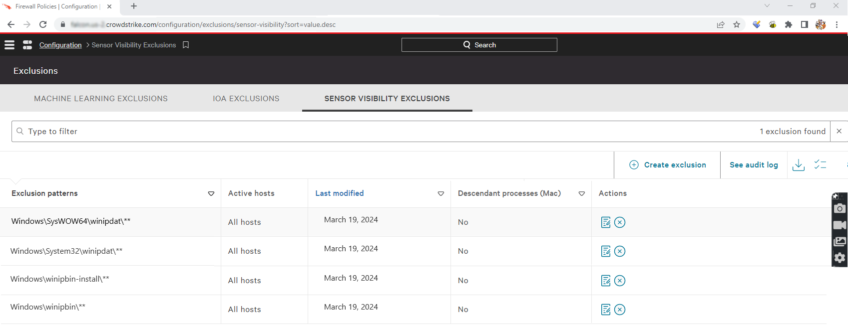 Set a Sensor Visibility Exclusion