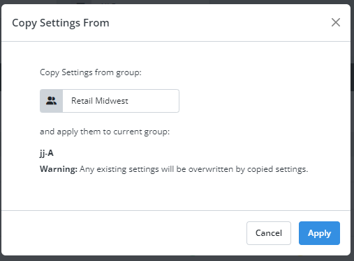 Copying group settings